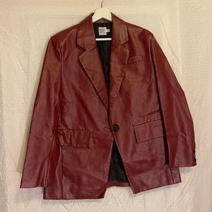 Princess Polly Jocelyn Faux Leather Blazer in Burgundy